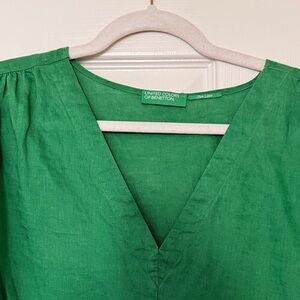 United Colors of Benetton V-Neck Green Blouse